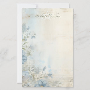Create Your Own Shabby Chic Blue Gerberas Floral Stationery