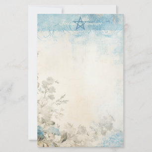 Create Your Own Shabby Chic Blue Ivory Floral Stationery