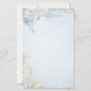 Create Your Own Shabby Chic Blue White Blossoms Stationery