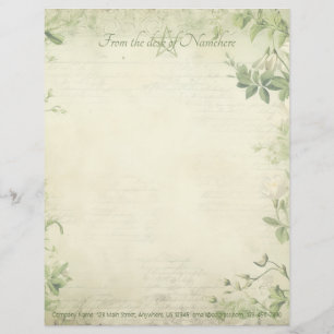 Create Your Own Shabby Chic Green Foliage Custom Letterhead