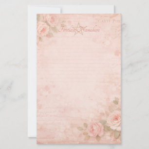 Create Your Own Shabby Chic Peach Roses Stationery