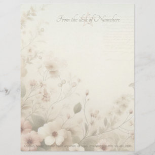 Create Your Own Shabby Chic Pink White Cosmos Custom Letterhead