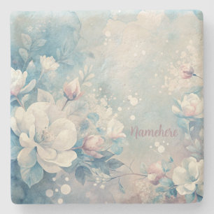 Create Your Own Shabby Chic Pink & White Roses Stone Coaster