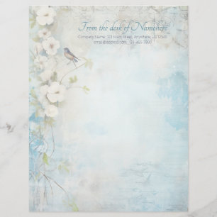Create Your Own Shabby Chic Plum Blossoms Bird Custom Letterhead