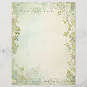 Create Your Own Shabby Chic Spring Meadow Floral Custom Letterhead