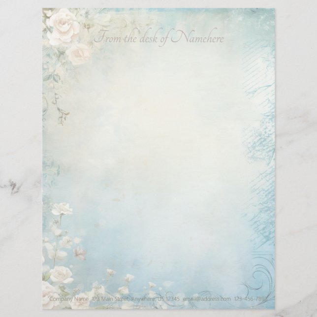 Create Your Own Shabby Chic Summer Blossoms Custom Letterhead (Front)