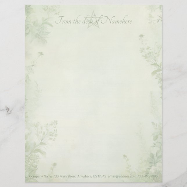 Create Your Own Shabby Chic Whildflowers Greenery Custom Letterhead (Front)