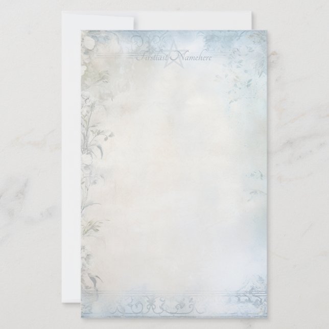 Create Your Own Shabby Chic White Carnations Stationery (Front)
