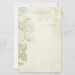 Create Your Own Shabby Chic White Roses Floral Stationery