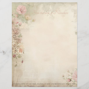 Create Your Own Shabby Chic Wildflowers Ephemera Custom Letterhead