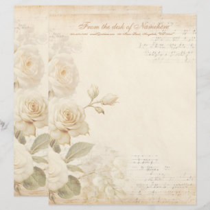 Create Your Own Shabby Chic Yellow Roses Floral Custom Letterhead
