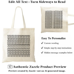 Create Your Own Short Hidden Message 148B Novelty Tote Bag