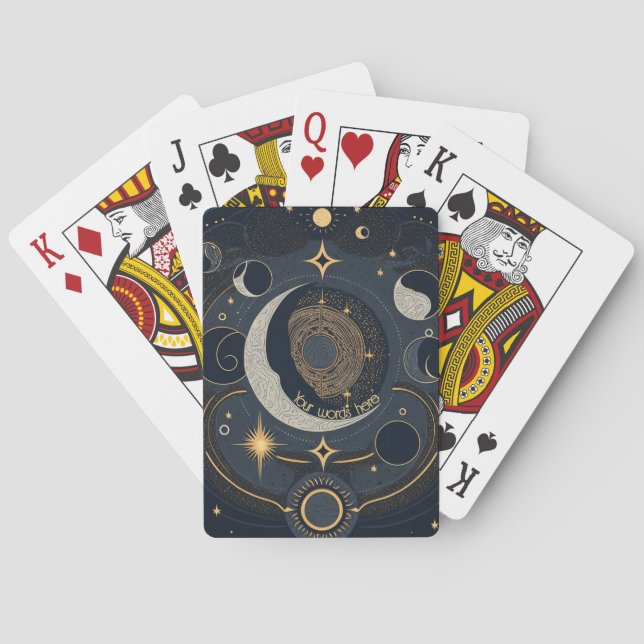 Create Your Own Silver & Gold Celestial Lunar Playing Cards (Back)