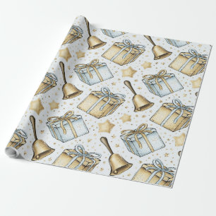 Create Your Own Silver & Gold Presents & Bells Wrapping Paper