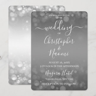 Create Your Own Silver Grey Bokeh Invitation