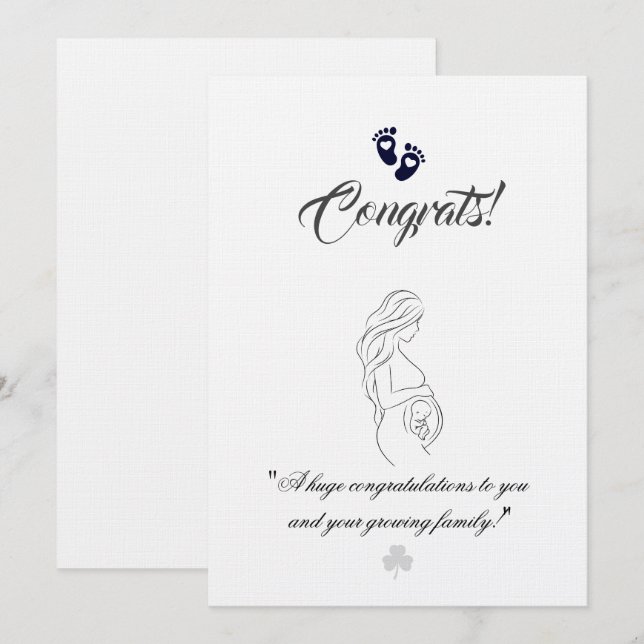 Create your own simple 5" x 7" Pregnancy Cards (Front/Back)