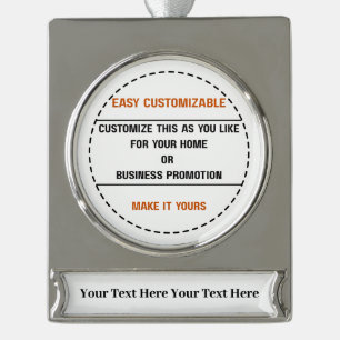 Create Your Own Simple Brand Promotion Silver Plated Banner Ornament