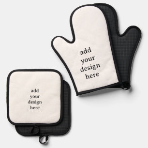 Create Your Own Simple Custom Black Silicone Oven Mitt & Pot Holder Set
