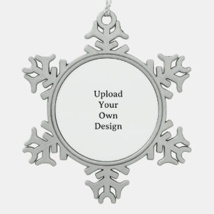 Create Your Own Simple Custom Snowflake Framed  Pewter Christmas Ornament