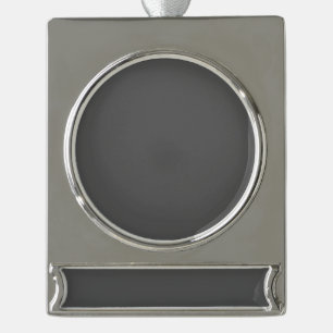 Create Your Own simple dark gray Silver Plated Banner Ornament
