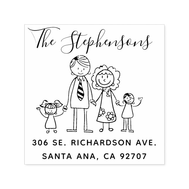 Create Your Own Simple Hand-drawn Family Name Self-inking Stamp (Design)