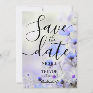 Create Your Own Simple Indigo Flowers Wedding Save The Date