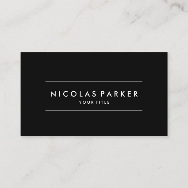 Create Your Own Simple Plain Minimalist Black Business Card (Front)