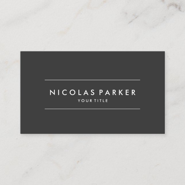 Create Your Own Simple Plain Minimalist Dark Grey Business Card (Front)