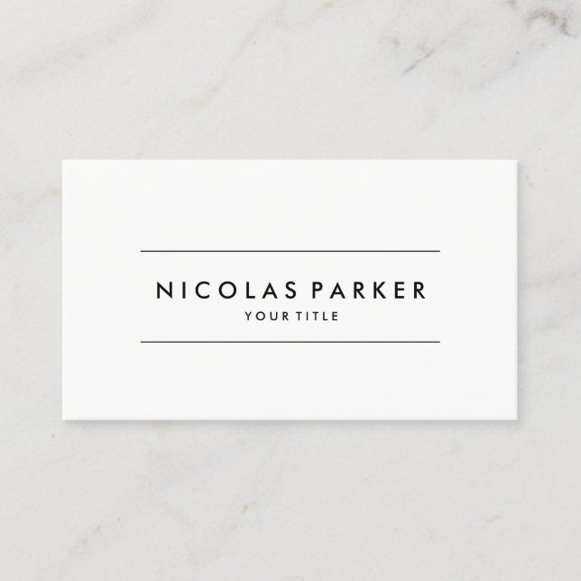 Create Your Own Simple Plain Minimalist White Business Card (Front)