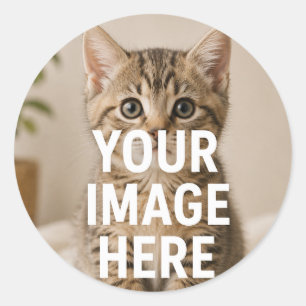 Create Your Own Simple Single Image/Photo Classic Round Sticker