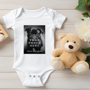 Create Your Own Simple Single Photo & Custom Text Baby Bodysuit