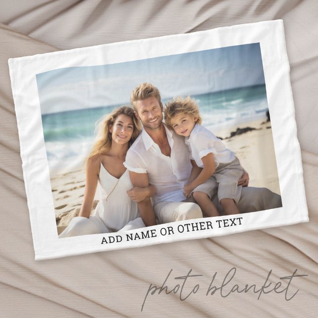 Create Your Own Single Photo Gallery white border Fleece Blanket (Custom Fleece Photo Blanket)