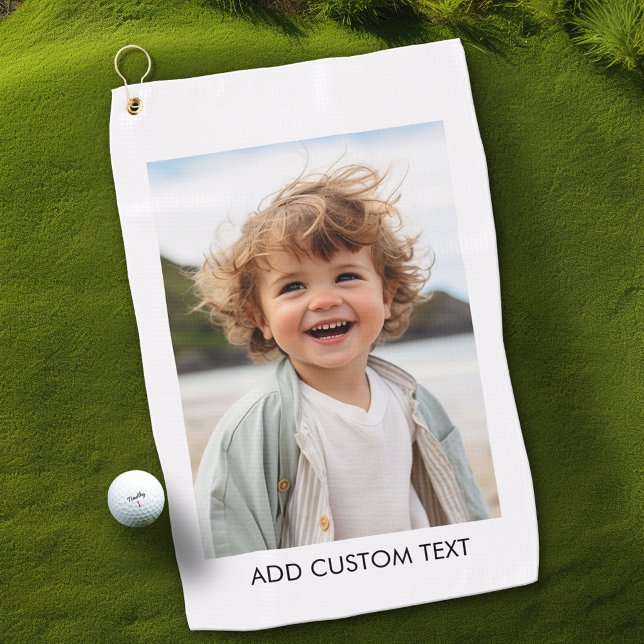 Create Your Own Single Photo Gallery white border Golf Towel (Custom Golf Towel)