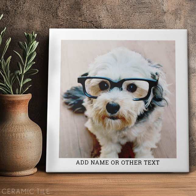 Create Your Own Single Photo Gallery white border Tile (Custom Tile)