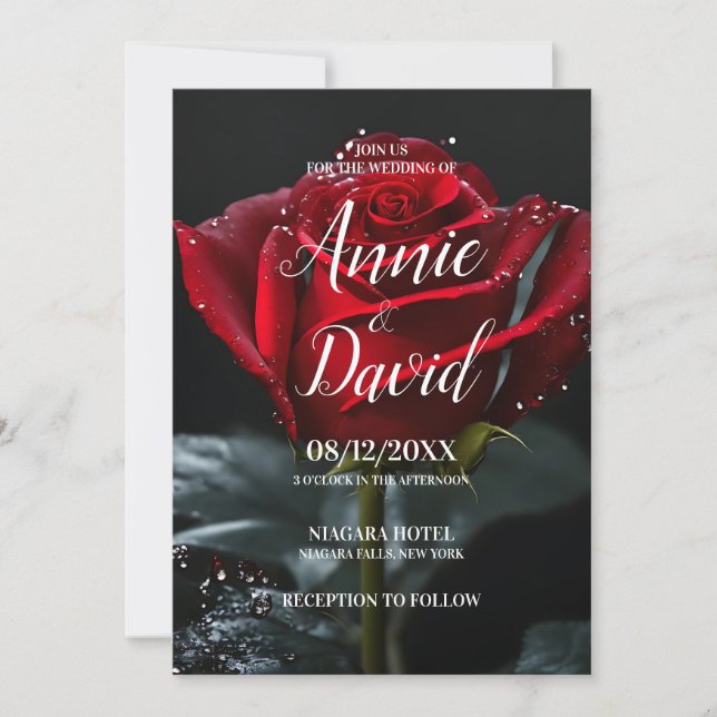 Create Your Own Single Red Rose Wedding Invitation (Front)
