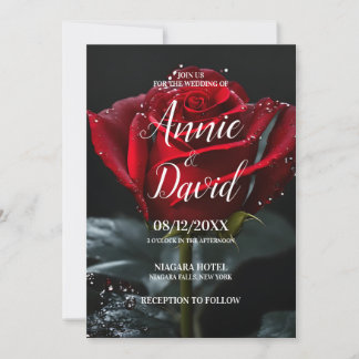 Create Your Own Single Red Rose Wedding Invitation
