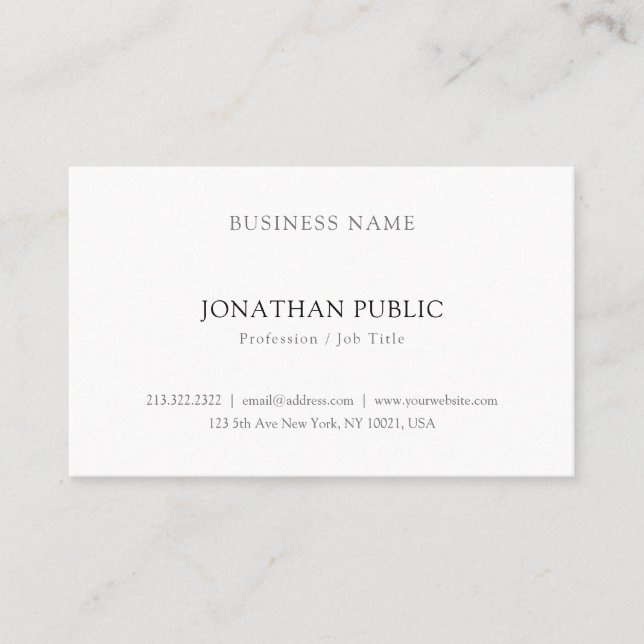 Create Your Own Sleek Modern Elegant Easy Plain Business Card (Front)