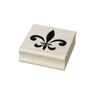 Create Your Own Slender Curled Fleur De Lis Rubber Stamp