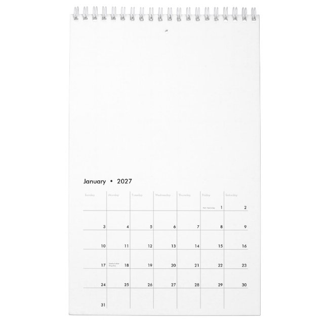 Create Your Own Small Single Page Calendar (Jan 2027)