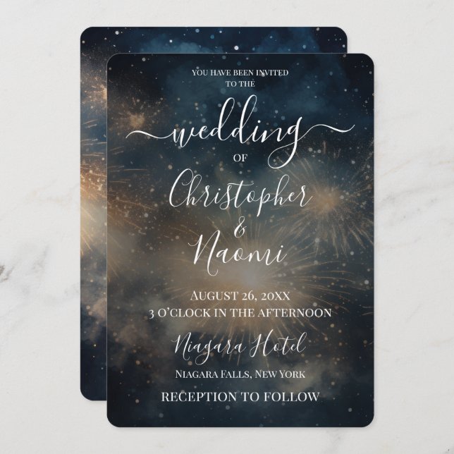 Create Your Own Smokey Blue Fireworks Invitation (Front/Back)