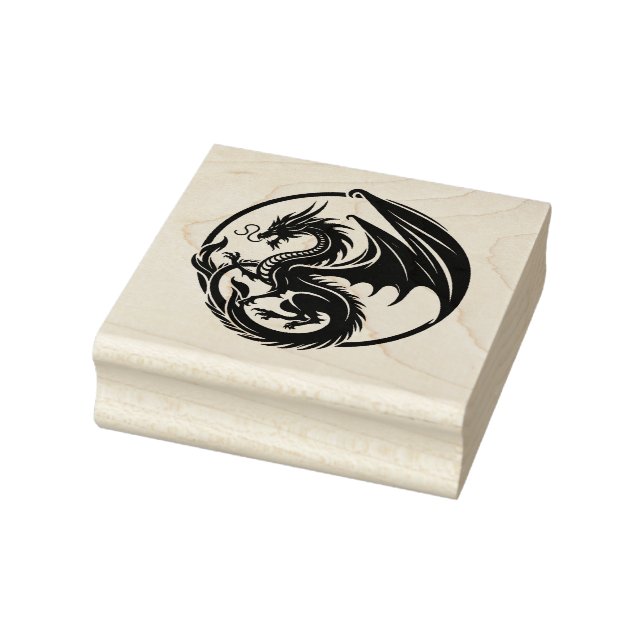 Create Your Own Smoking Fire Dragon Emblem Rubber Stamp (Stamp)