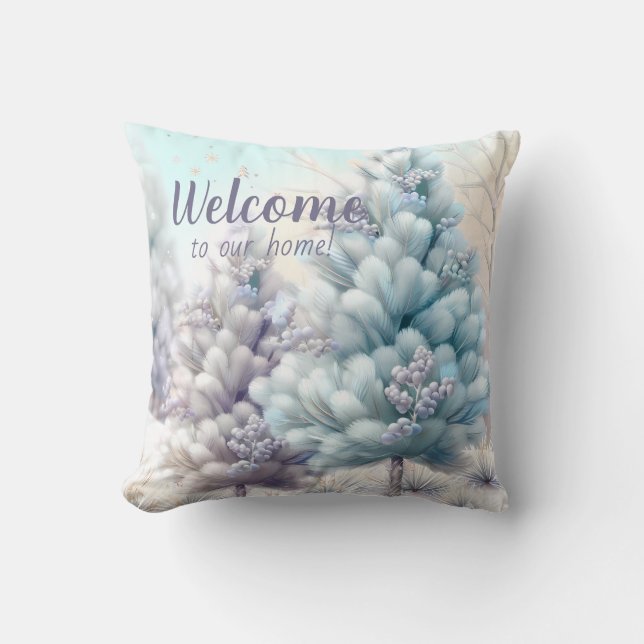 Create Your Own Snowy Fluffy Christmas Trees Cushion (Front)