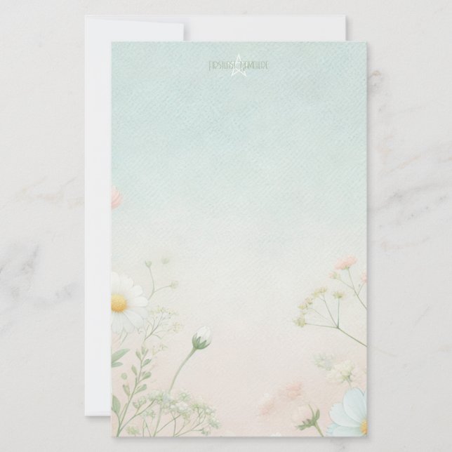 Create Your Own Soft Daisies Pink Flowers Stationery (Front)