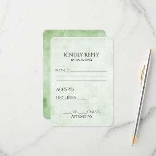 Create Your Own Soft Green Squares Texture RSVP Card