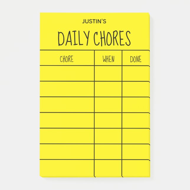 Create Your Own Solid Colour Chores List Post-it Notes (Front)