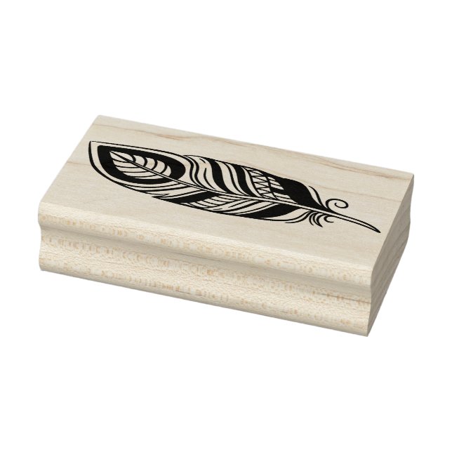 Create Your Own Solid Stripes Boho Feather Rubber Stamp (Stamp)