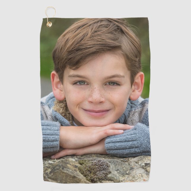 Create Your Own Son Photo Custom Pic Double Sided Golf Towel (Front)