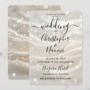 Create Your Own Sparkling Ivory White Wave Wedding Invitation