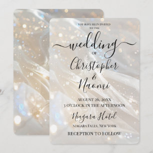 Create Your Own Sparkling Ivory White Wedding Invitation