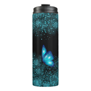 Create Your Own Sparkly Blue Butterfly Thermal Tumbler